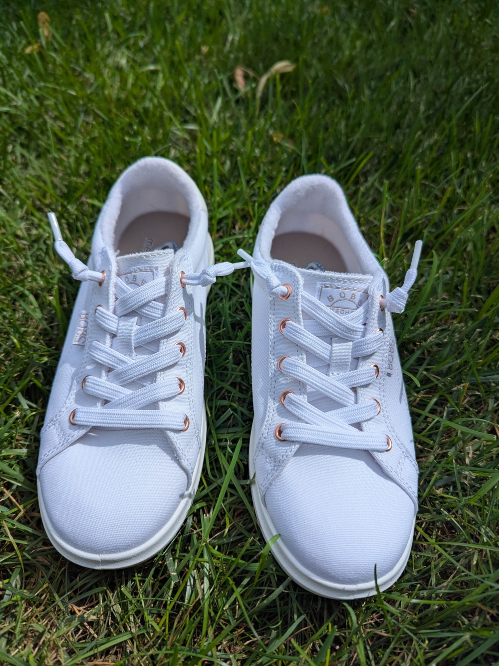 Skechers BOBS Slip-Ins White with Rose Gold
